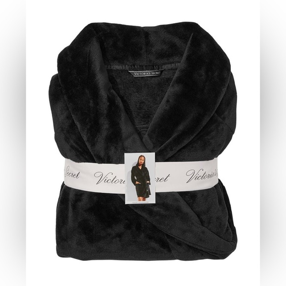 🆕 VICTORIA’S SECRET VS SLEEP Short Cozy Robe XL-XXL Black - Picture 4 of 9